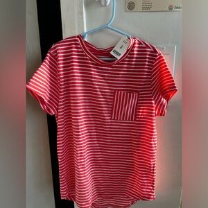NWT Rockets of Awesome, girls red striped shirt, 8